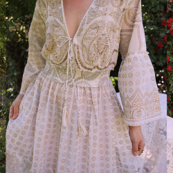 Dreamtide Golden Paisley Dress | S-L