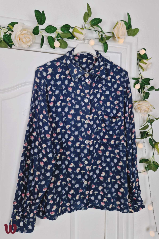 Dusty Blue Long Sleeved Vintage Blouse | M
