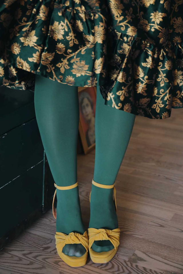 Bottle Green Happy Tights