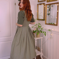 Dusty Green Cotton Vintage Dress | M