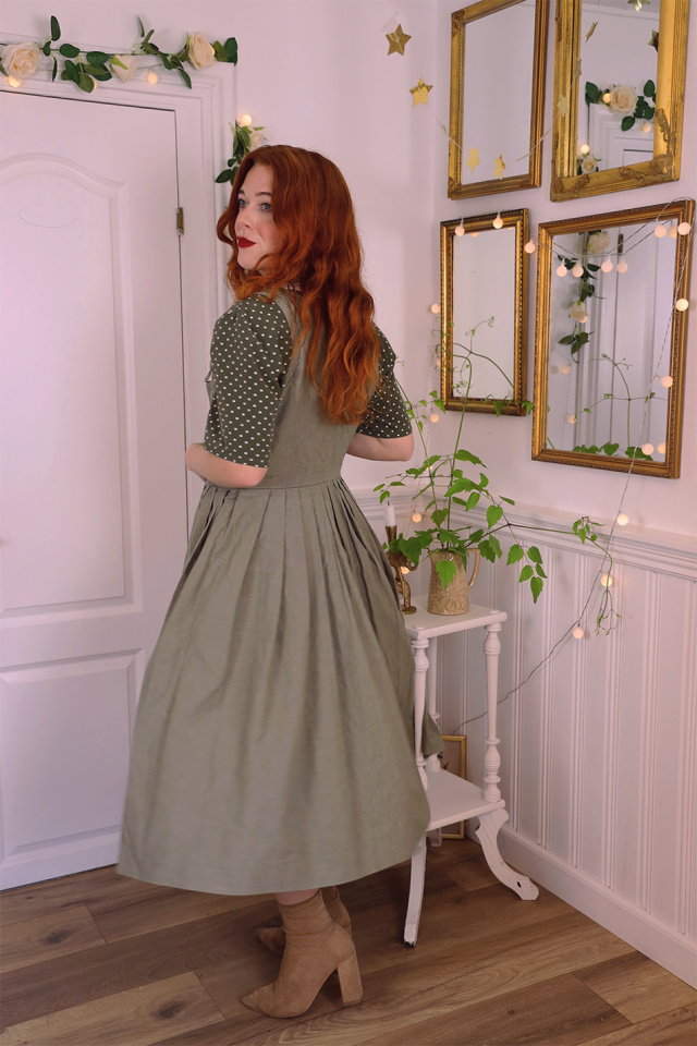 Dusty Green Cotton Vintage Dress | M