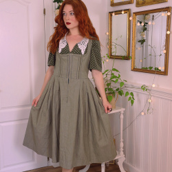 Dusty Green Cotton Vintage Dress | M