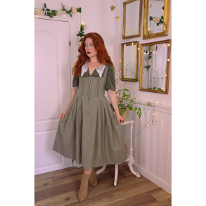 Dusty Green Cotton Vintage Dress | M