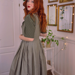 Dusty Green Cotton Vintage Dress | M