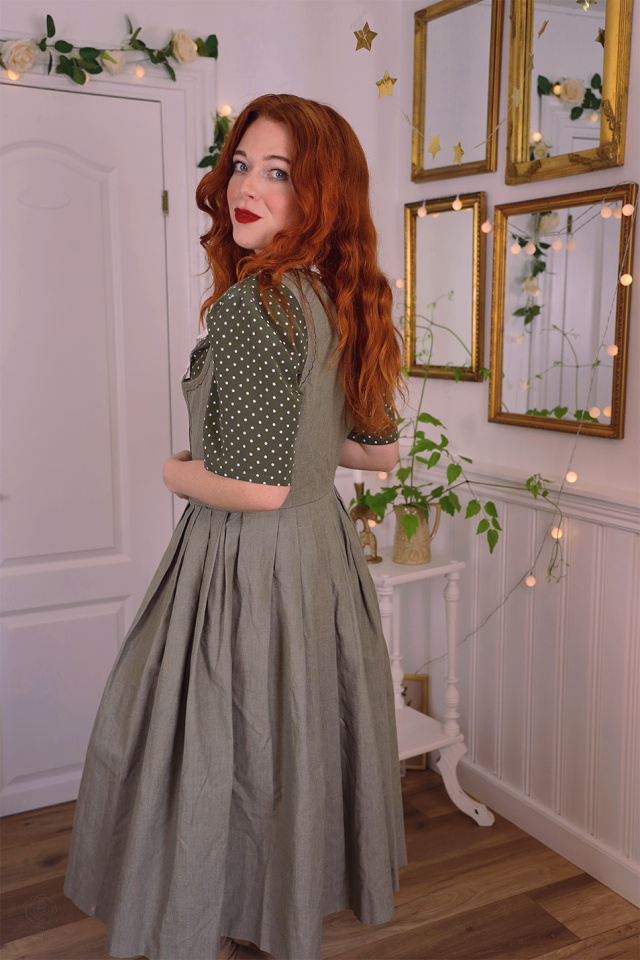Dusty Green Cotton Vintage Dress | M