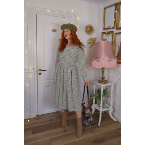 Sage Green Leafy Vintage Dress | M/L