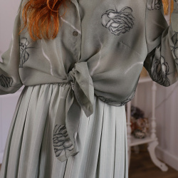 Olive Green Sheer Vintage Blouse | L/XL