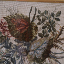 Elegant Neutral Floral Embroidery In Gold Frame