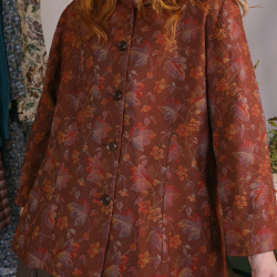 Earthy Red Floral Vintage Jacket | L/XL