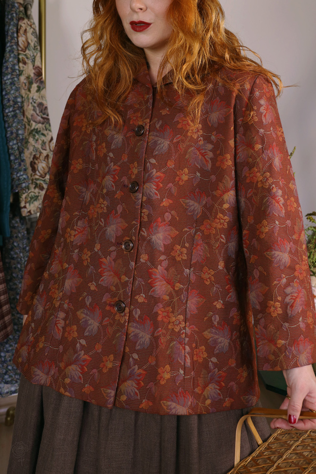 Earthy Red Floral Vintage Jacket | L/XL
