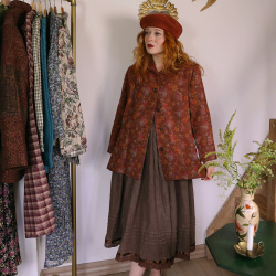 Earthy Red Floral Vintage Jacket | L/XL