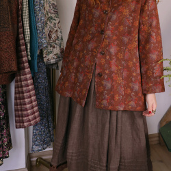 Earthy Red Floral Vintage Jacket | L/XL