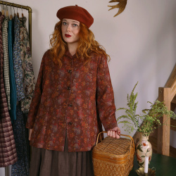 Earthy Red Floral Vintage Jacket | L/XL