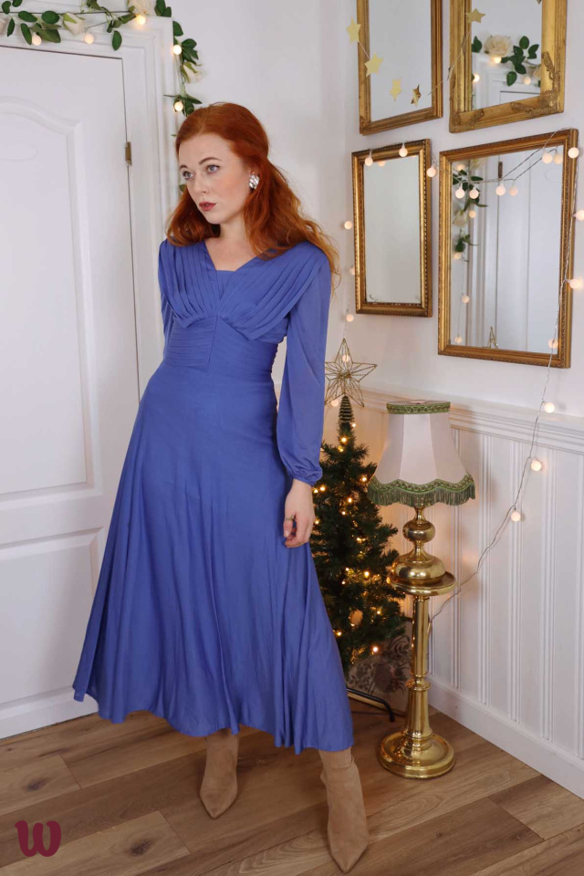 Elegant Blue Vintage Dress | XS