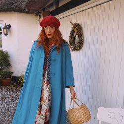 Elegant Blue Wool Vintage Coat | S/M