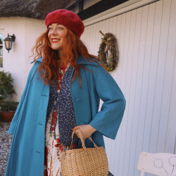 Elegant Blue Wool Vintage Coat | S/M