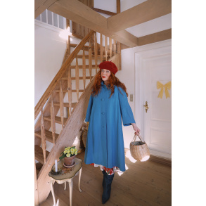 Elegant Blue Wool Vintage Coat | S/M