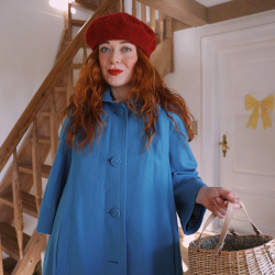 Elegant Blue Wool Vintage Coat | S/M