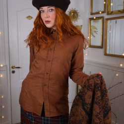Brown Elegant Vintage Blouse | S/M