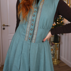 Elegant Jade Green Vintage Dress | M