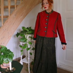 Elegant Red Wool Vintage Jacket | M