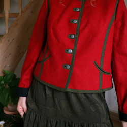 Elegant Red Wool Vintage Jacket | M