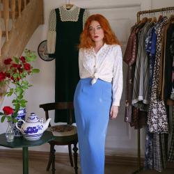 Blue Elegant Maxi Skirt | S