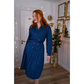 Elegant Dark Teal Vintage 80's Dress | M