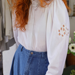 Elegant White Vintage Blouse | S