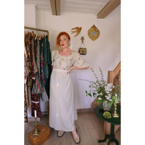 Elegant Sand Floral 90's Vintage Dress | M