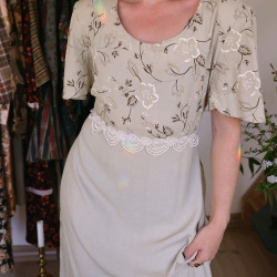 Elegant Sand Floral 90's Vintage Dress | M