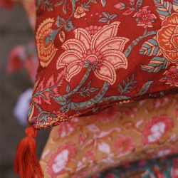 Elegantly Red Floral Pillow Cover 