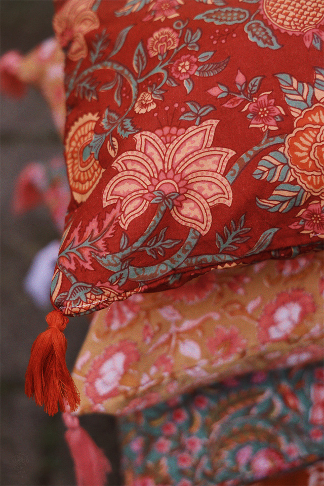 Elegantly Red Floral Pillow Cover 