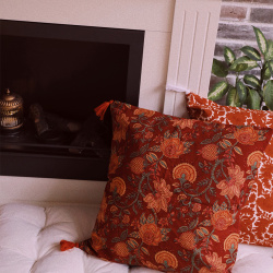 Elegantly Red Floral Pillow Cover 