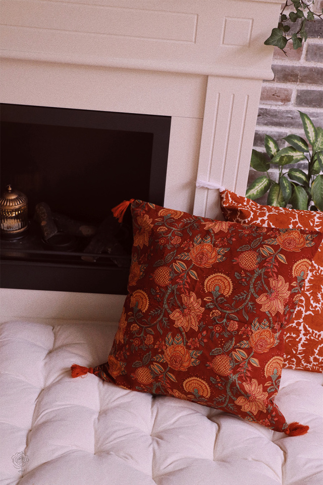 Elegantly Red Floral Pillow Cover 