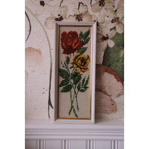 Simple Rose Needlepoint Retro Picture