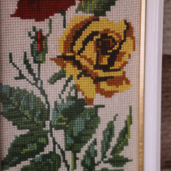 Simple Rose Needlepoint Retro Picture