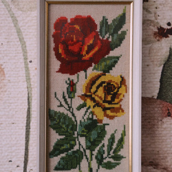 Simple Rose Needlepoint Retro Picture