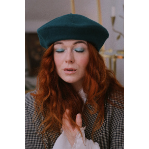 Emerald Green Wool Beret 