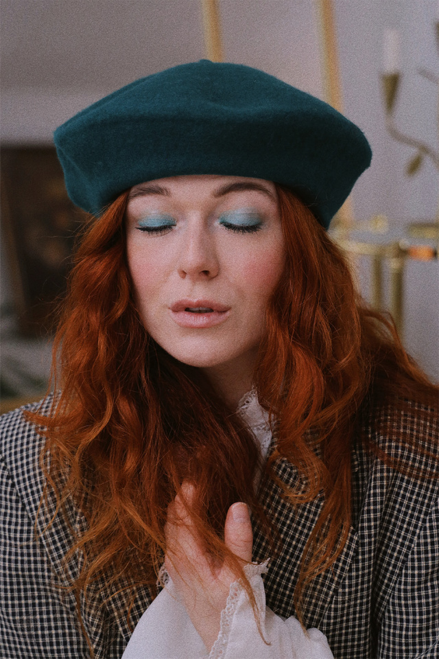 Emerald Green Wool Beret 