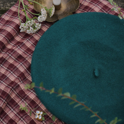 French Kiss Emerald Green Wool Beret 