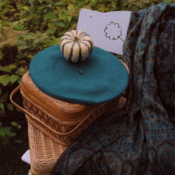 Emerald Green Wool Beret 