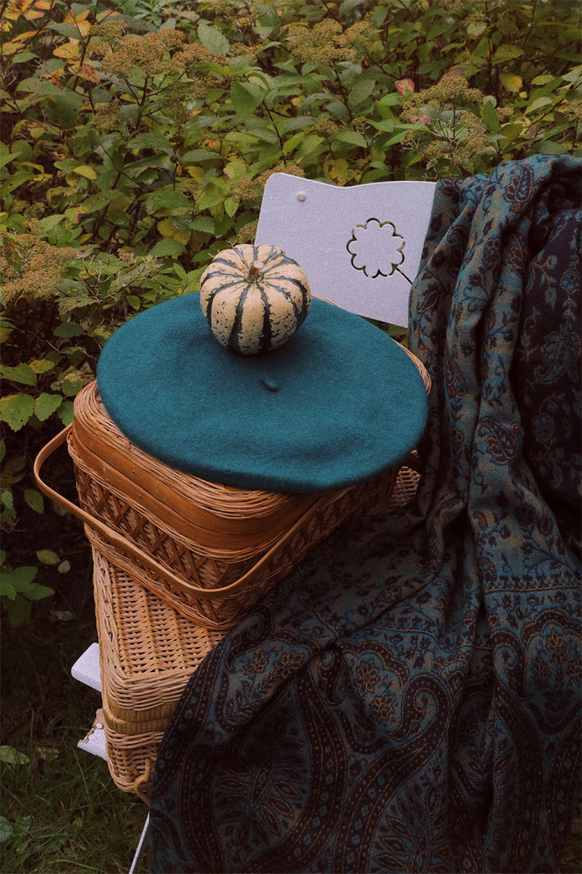 Emerald Green Wool Beret 