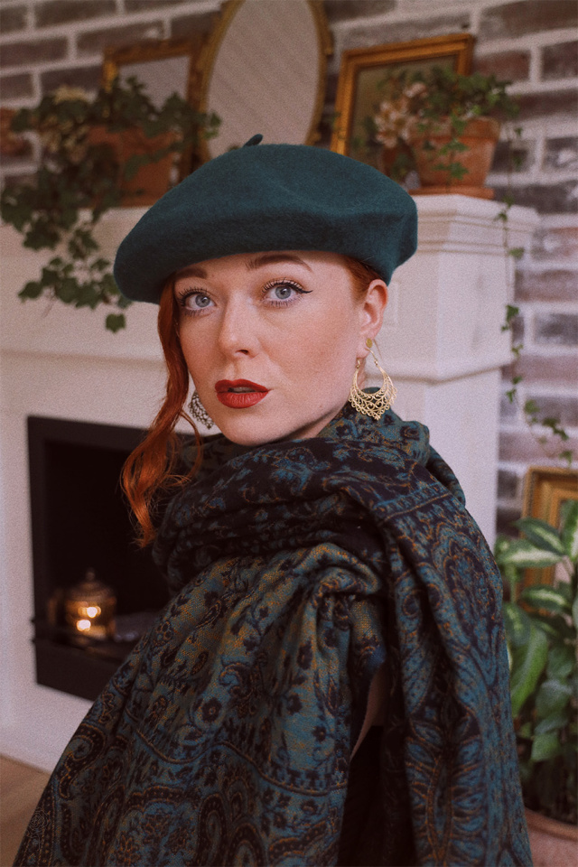 Emerald Green Wool Beret 