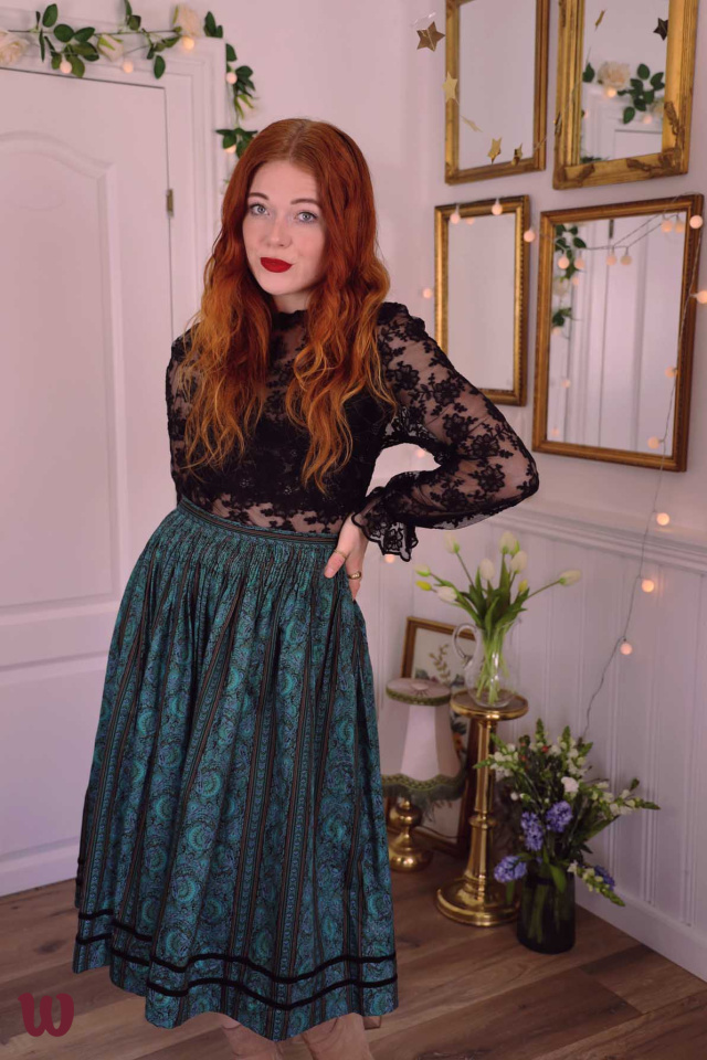 Emerald Turquoise Vintage Skirt | S/M &amp; M/L