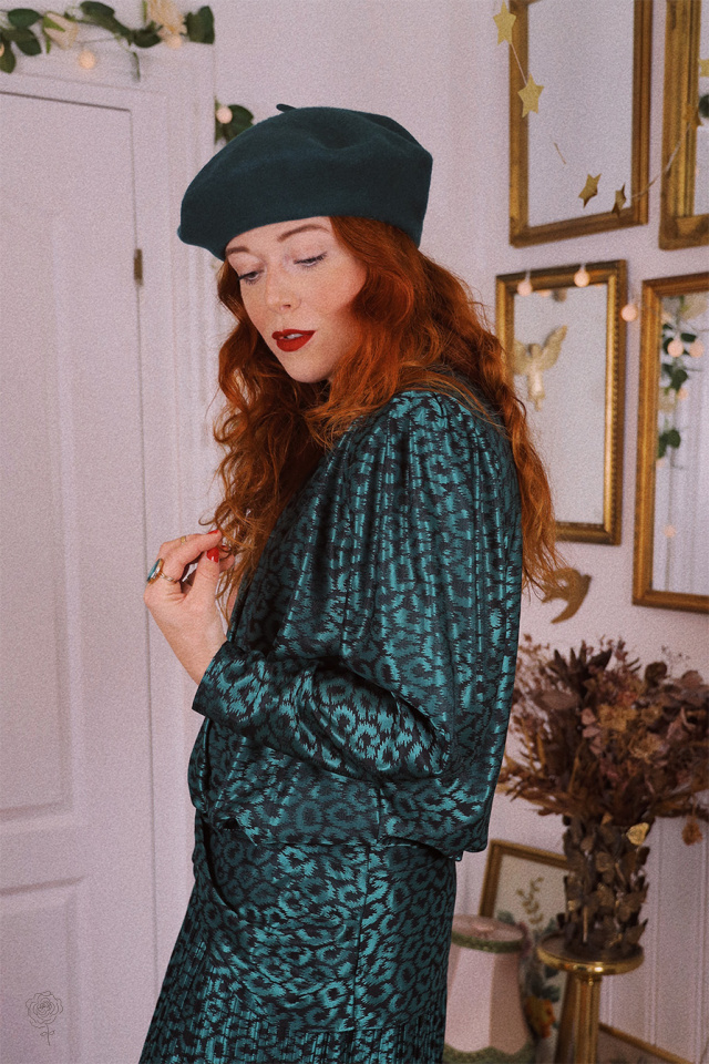 Emerald Green Wool Beret 