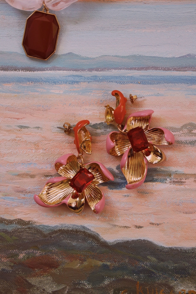 Enamel Flower Earrings 