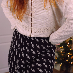 Black Fishbone Vintage Skirt | S