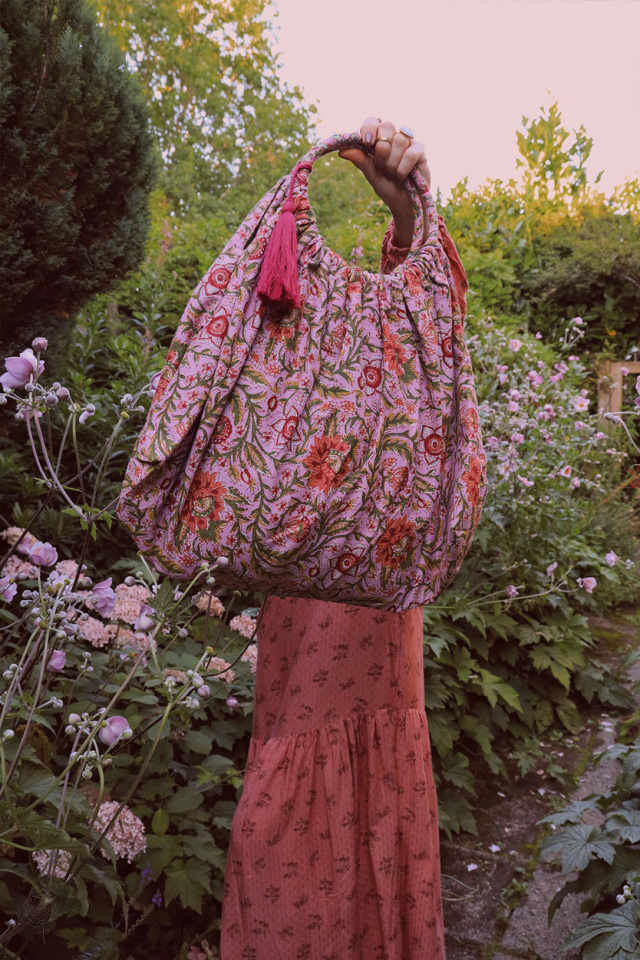 Floral Cotton Reversible Summer Tote 