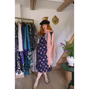 Blue Pink Floral Vintage 90's Dress | S/M
